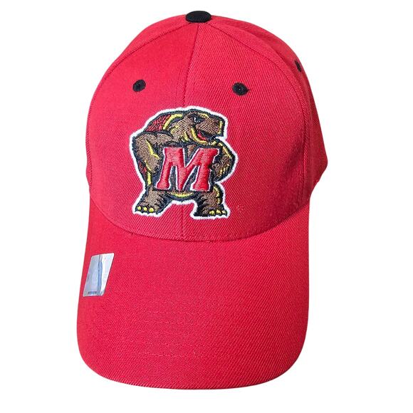 Vintage Maryland Terrapins Strapback Hat Cap Red NCAA Adjustable Wool ACC Terps - Picture 1 of 10